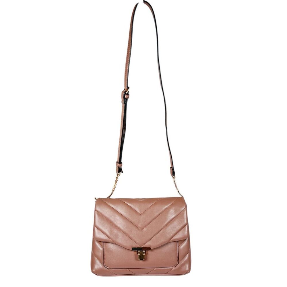 A New Day Women's Chevron Quilted Crossbody Bag Medium Khaki